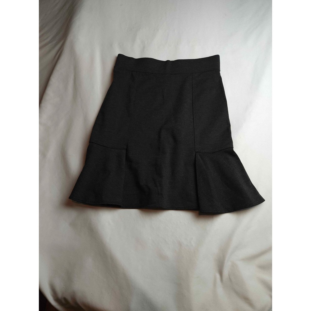 Sophie Max Black Ponte Knit Flounce Mini Skirt Womens XS